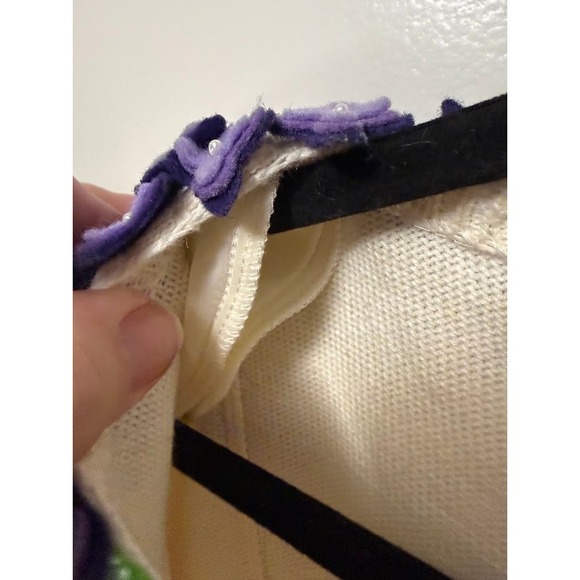 Vintage Michael Simon White Embellished Cardigan Spunsilk Blend Floral PLUS 3X - Picture 8 of 8